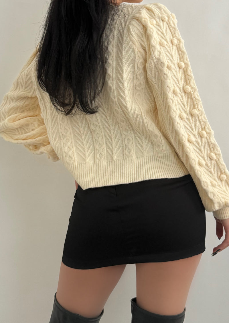 Bow Tie Closure Cable Knit Cardigan