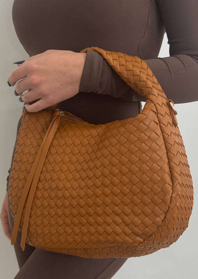 Brown Woven Shoulder Bag