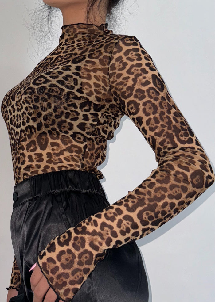 Leopard Mesh Top