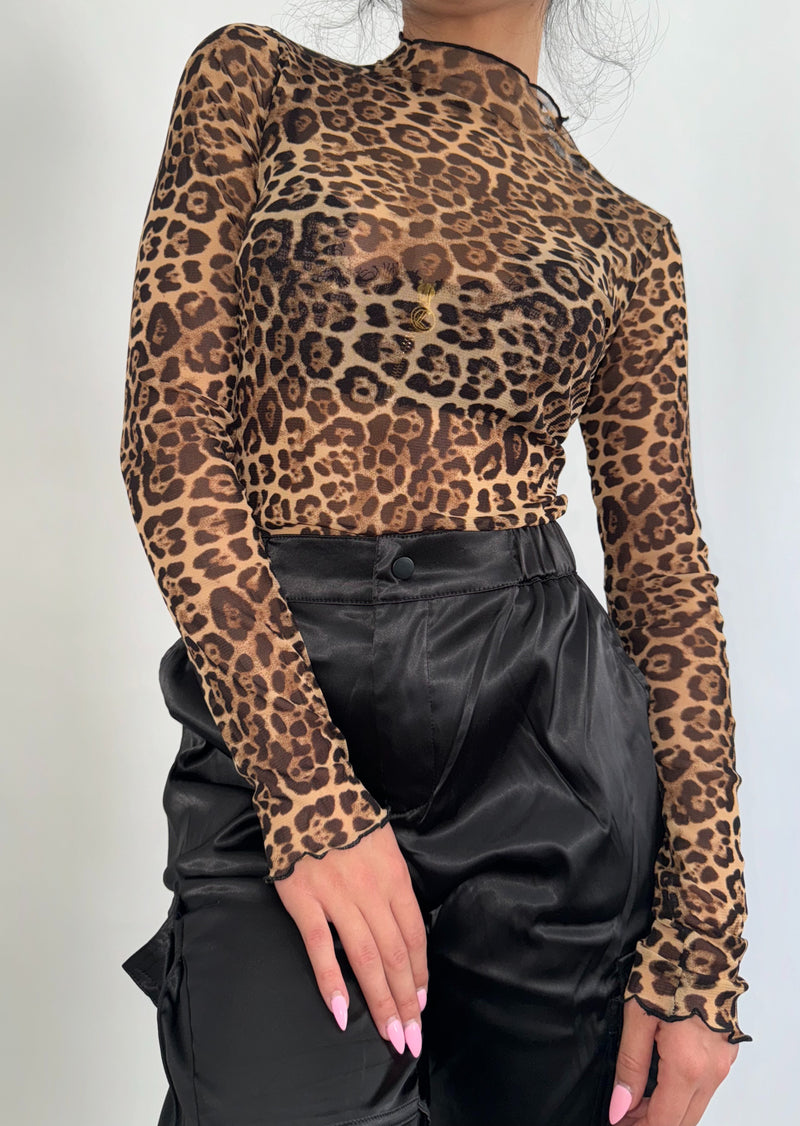 Leopard Mesh Top