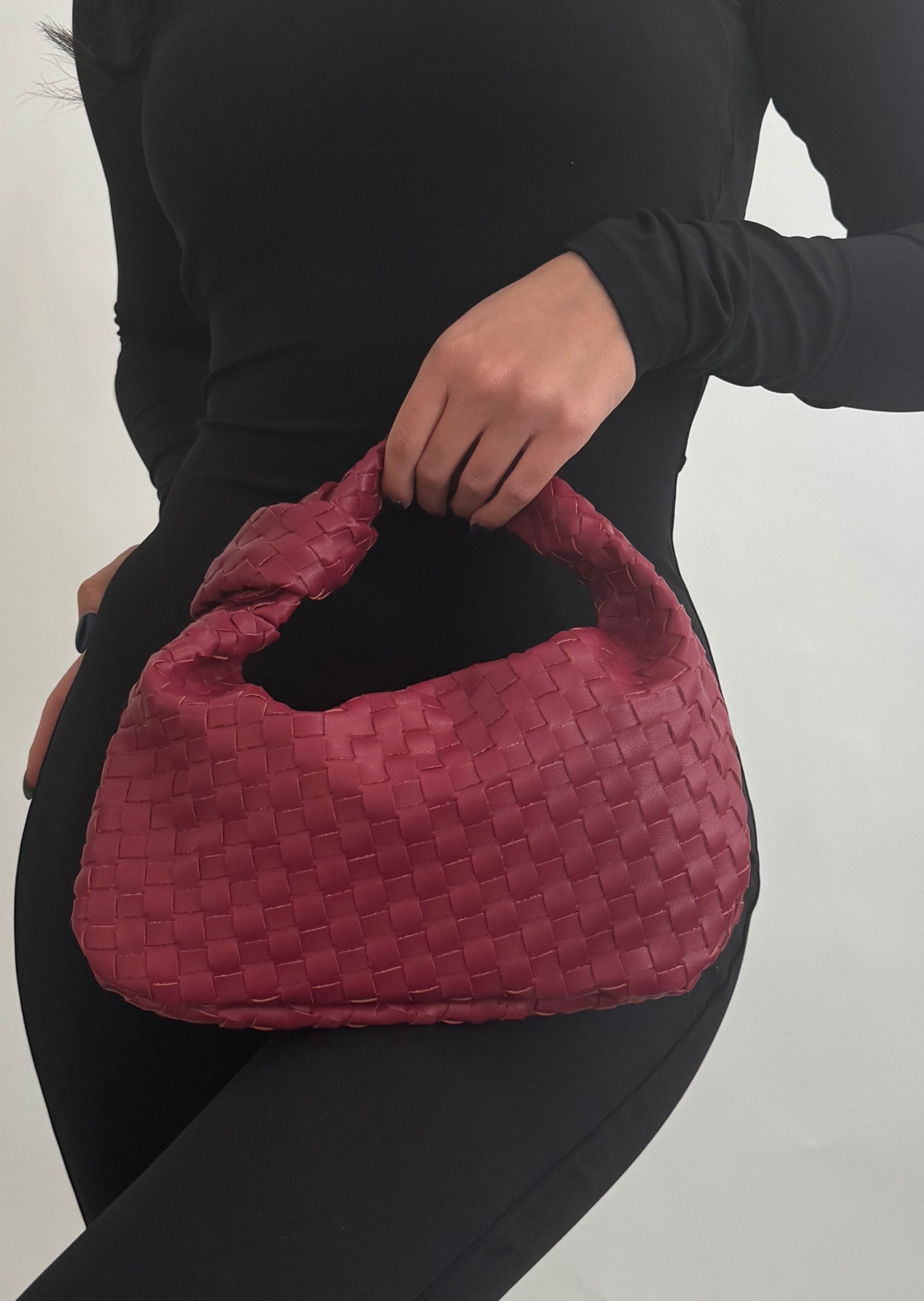 Red woven bag sale