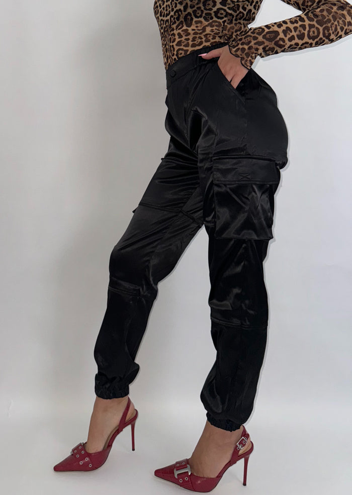 Luxe Satin Cargo Joggers