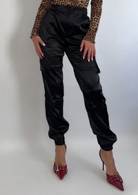 Luxe Satin Cargo Joggers