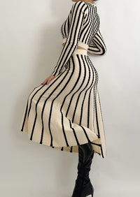 Impress You Striped Cut-Out Midi Dress