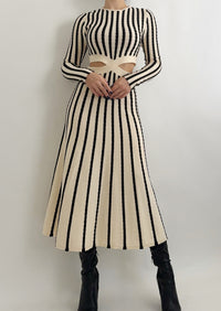 Impress You Striped Cut-Out Midi Dress