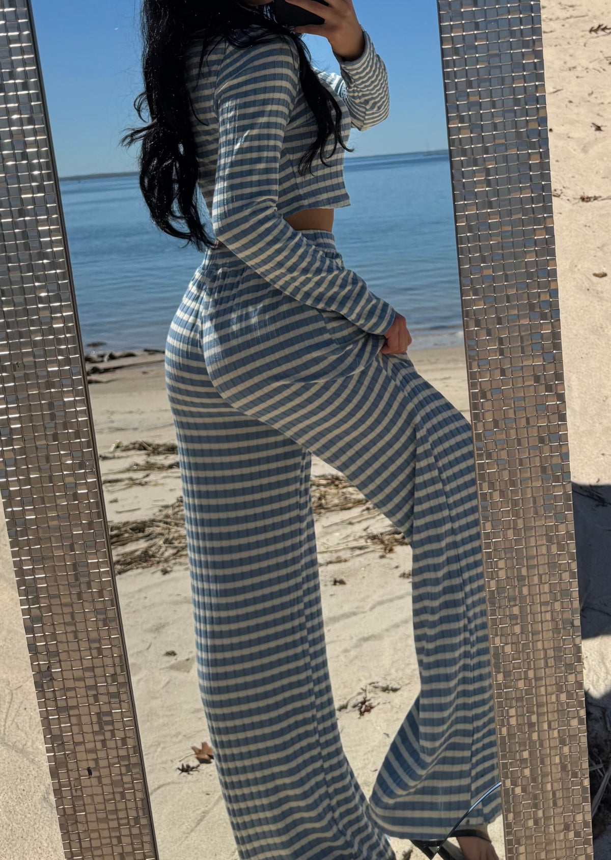 Striped Two Piece Pant Set